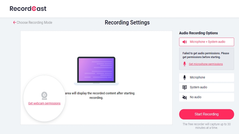 Record with RecordCast - Step 3